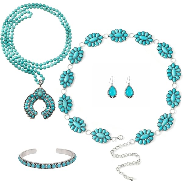 Emulily Western Concho Fashion Stone Chain Belt Western Flower